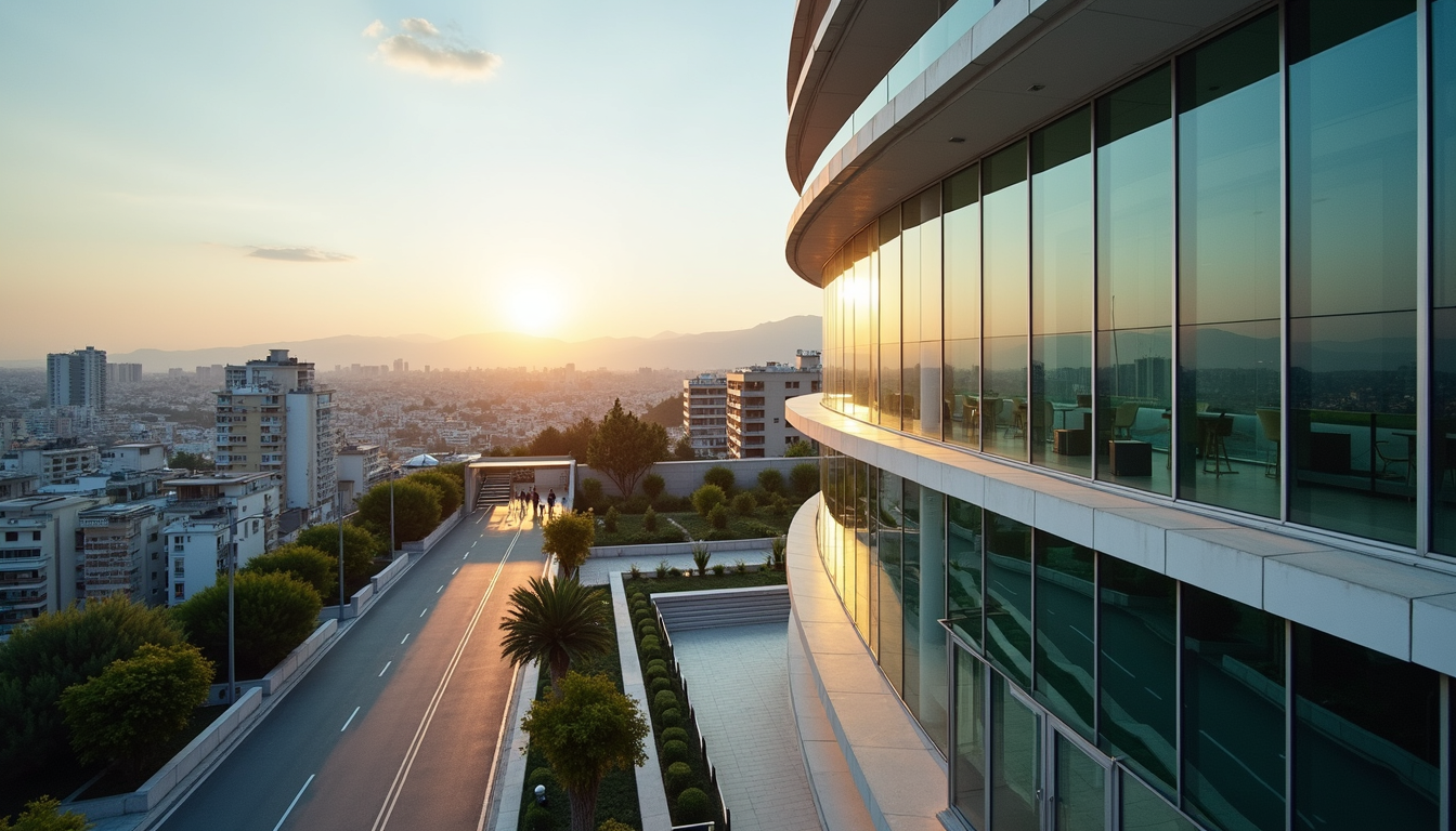 Υψηλή γωνία θέασης ενός σύγχρονου κτιρίου γραφείων στην Αθήνα, Ελλάδα