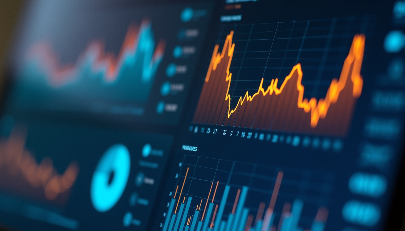 Close-up view of a digital marketing dashboard showing analytics and performance metrics